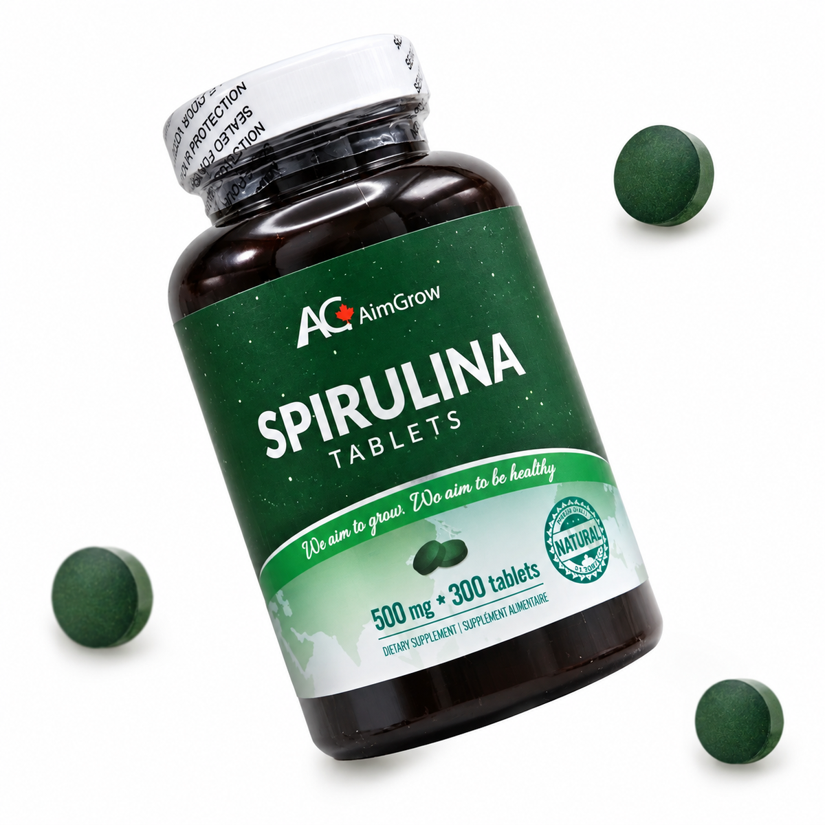 Aimgrow Spirulina Tablets 500mg 300 Tablets Canada