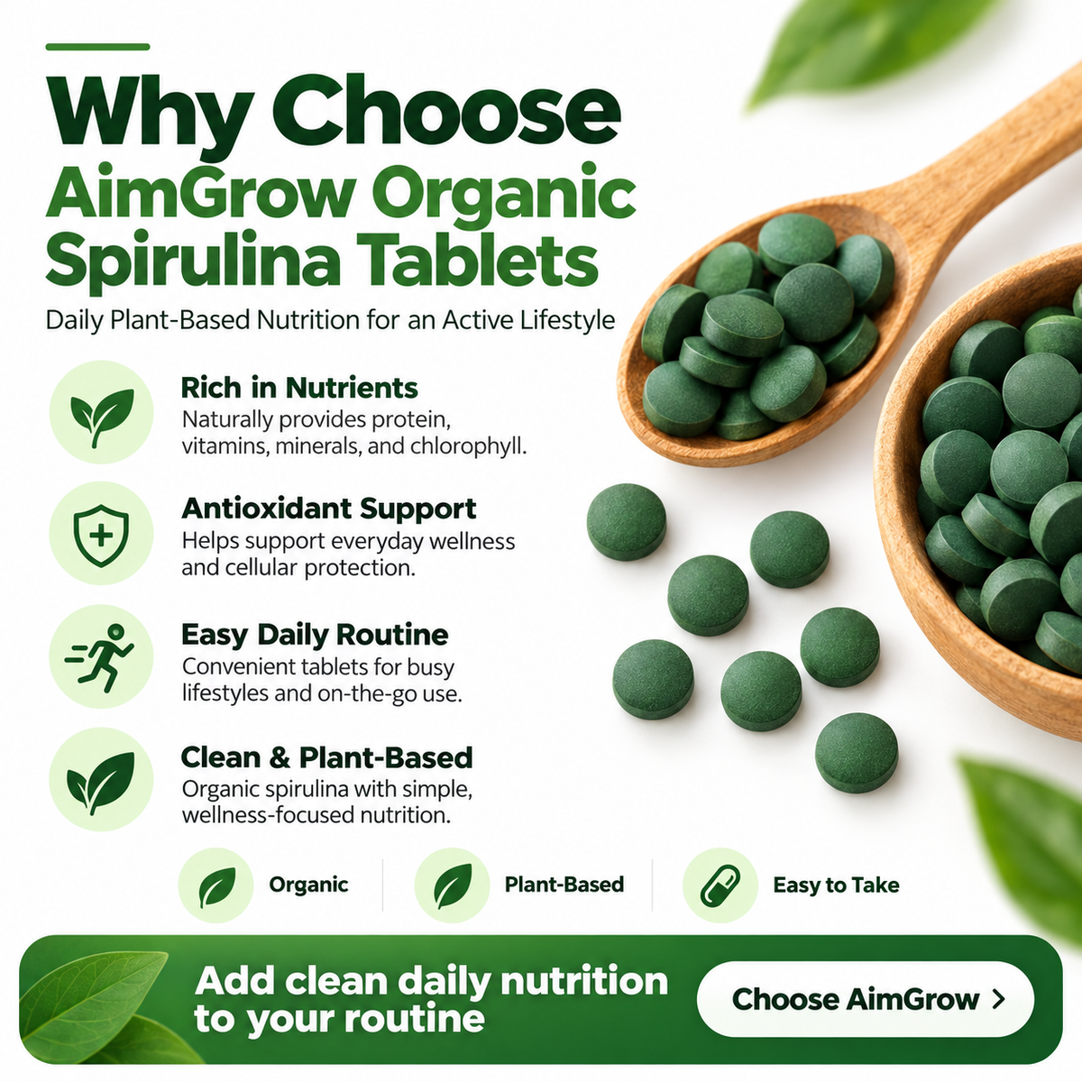 Aimgrow Spirulina Tablets 500mg 300 Tablets Canada
