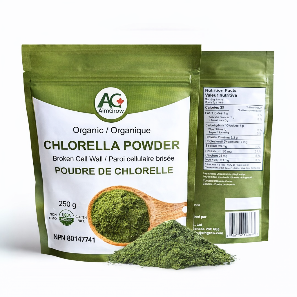 Organic Chlorella Powder 250g – Broken Cell Wall, Detox Superfood, Vegan, Non-GMO | AimGrow