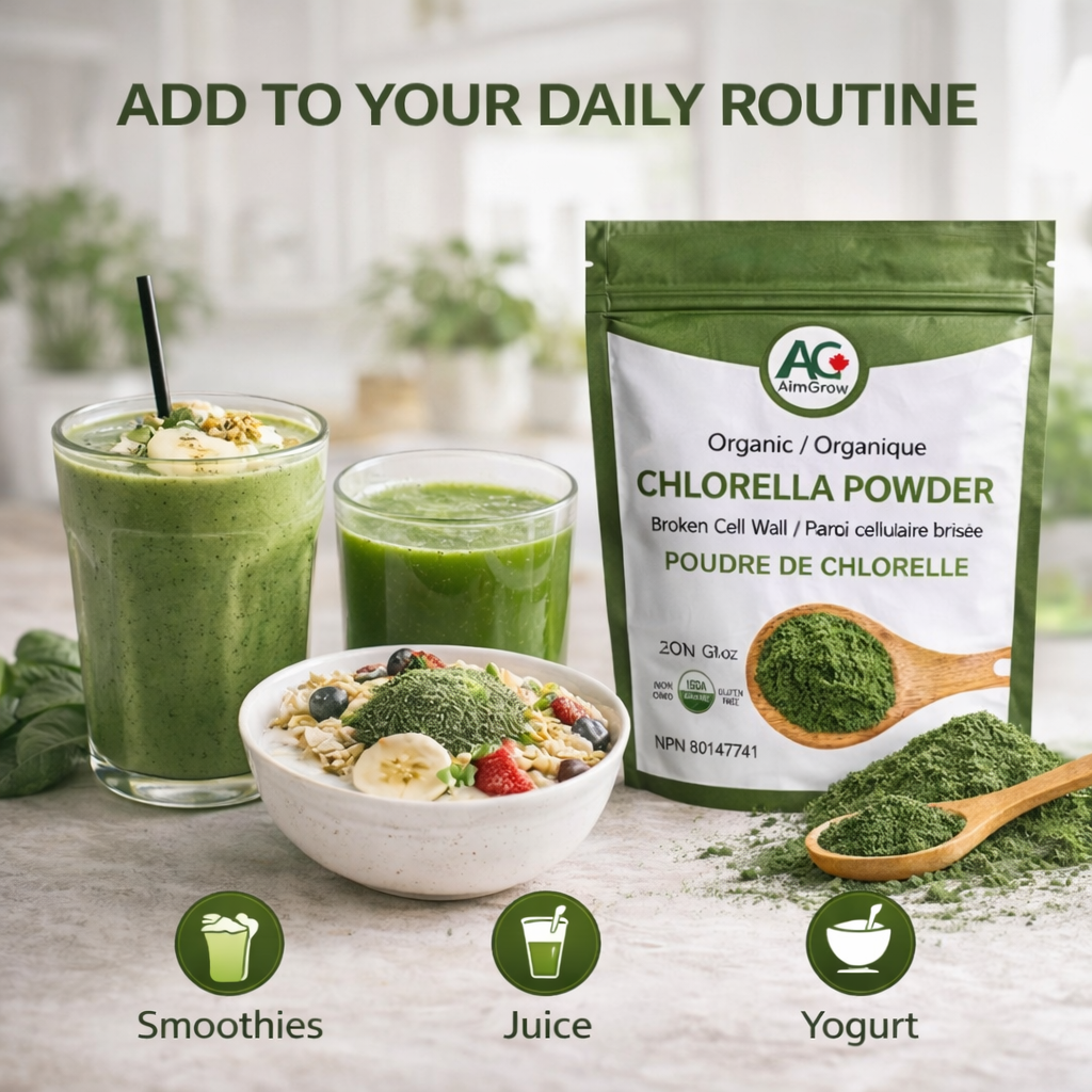 Organic Chlorella Powder 250g – Broken Cell Wall, Detox Superfood, Vegan, Non-GMO | AimGrow